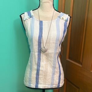 CHARLIE B Striped Yarn Dyed Sleeveless Blouse